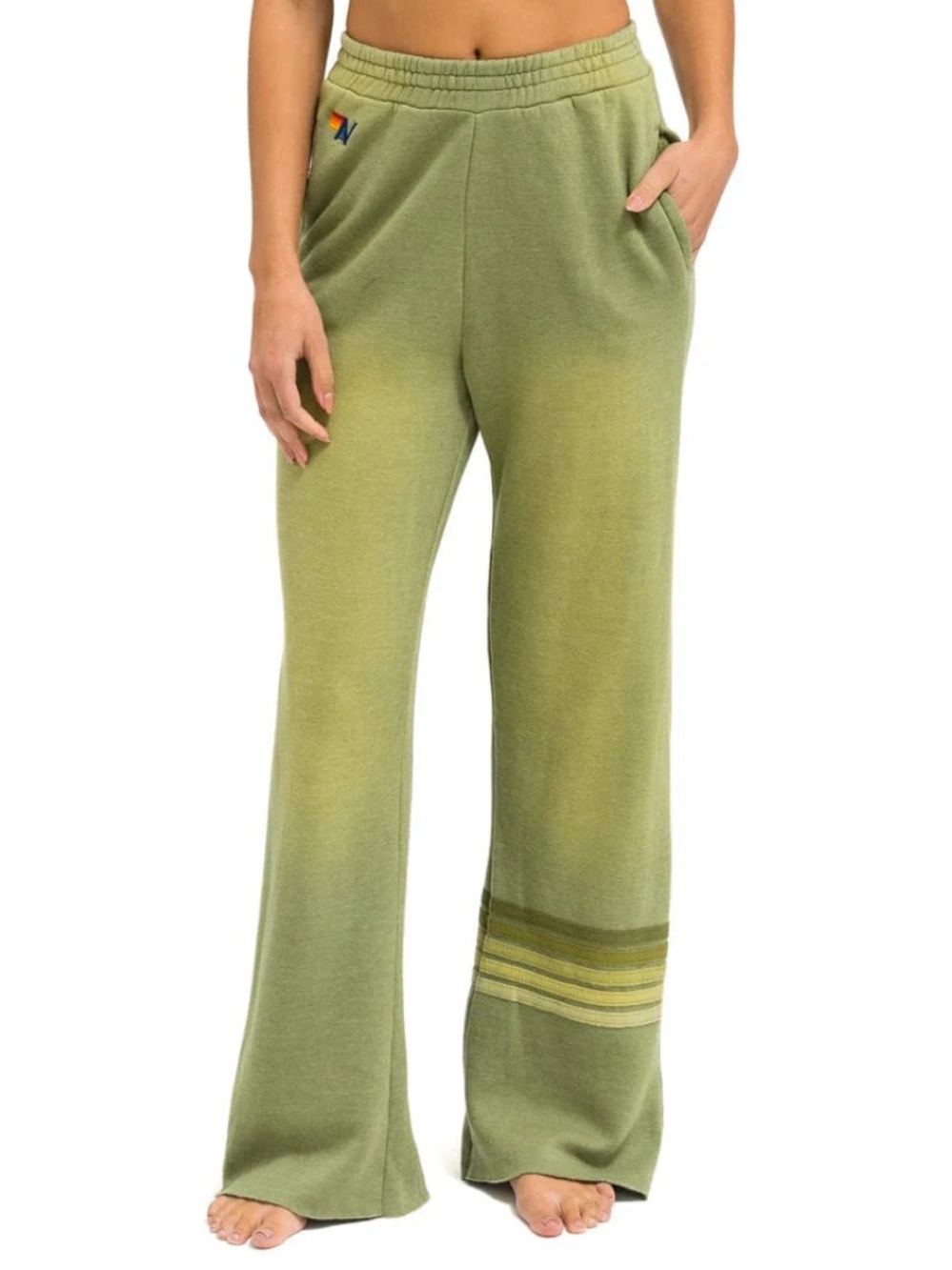 RUGBY STITCH WIDE LEG POCKET SWEATPANTS - FADED ARMY green Aviator Nation